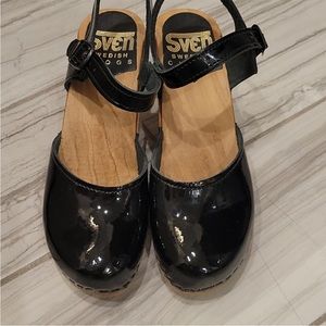 Sven Black Patent Leather Clogs